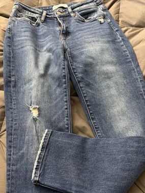 Flying Monkey Medium Wash Skinny Jeans with Distressed Detail